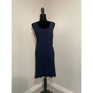 Cut Loose Navy Semi-Sheer Lagenlook Checked Texture Knit Dress